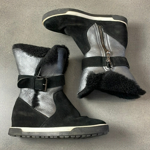 Marc Cain wedges sherpa suede buckle ankle boots - Picture 1 of 12